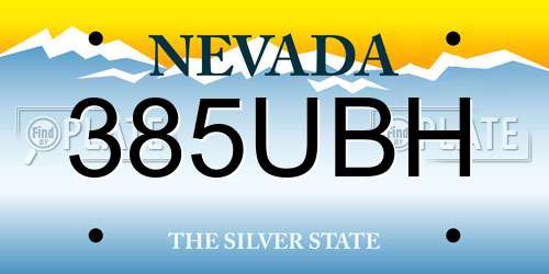385UBH Nevada License Plate