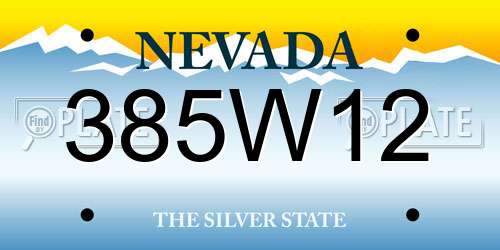 385W12 Nevada License Plate