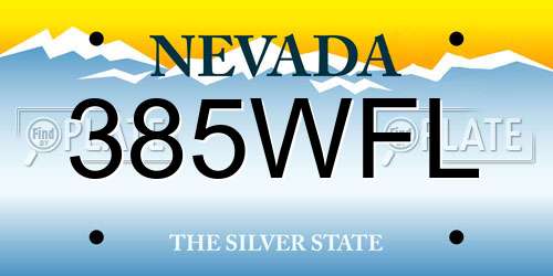 385WFL Nevada License Plate
