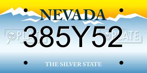 385Y52 Nevada License Plate