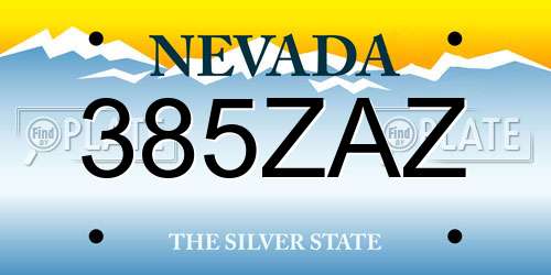 385ZAZ Nevada License Plate