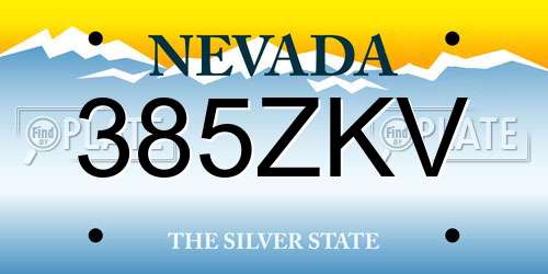 385ZKV Nevada License Plate