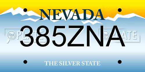 385ZNA Nevada License Plate
