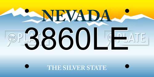 3860LE Nevada License Plate