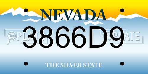 3866D9 Nevada License Plate