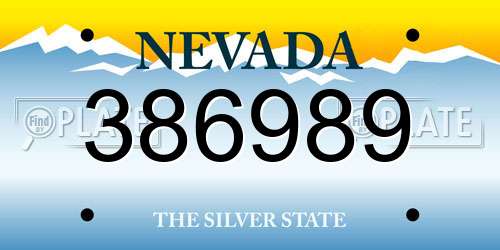 386989 Nevada License Plate