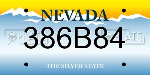 386B84 Nevada License Plate