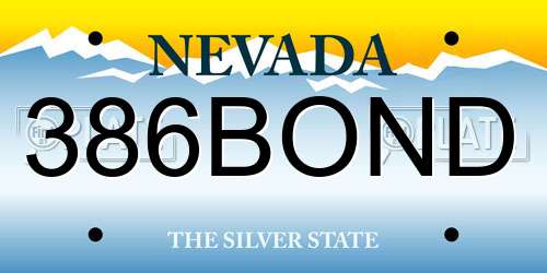 386BOND Nevada License Plate