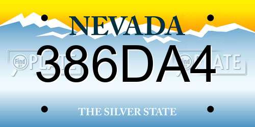 386DA4 Nevada License Plate