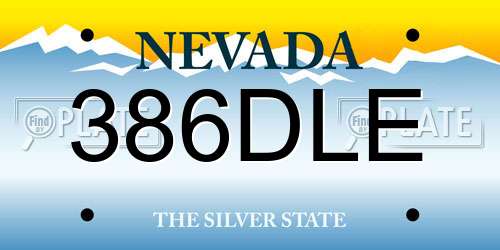 386DLE Nevada License Plate