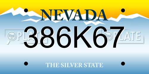 386K67 Nevada License Plate