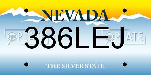 386LEJ Nevada License Plate