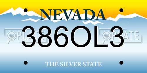 386OL3 Nevada License Plate