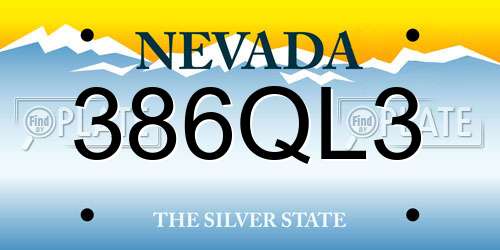 386QL3 Nevada License Plate