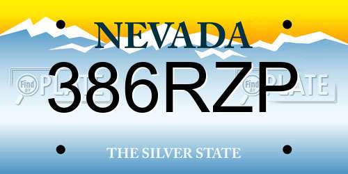 386RZP Nevada License Plate