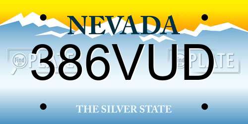 386VUD Nevada License Plate