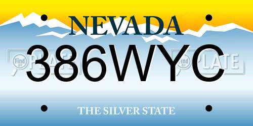 386WYC Nevada License Plate