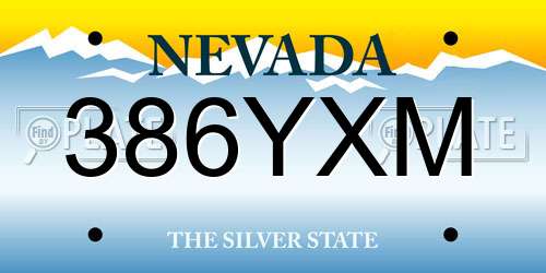 386YXM Nevada License Plate