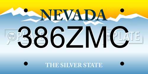 386ZMC Nevada License Plate