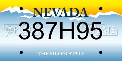 387H95 Nevada License Plate