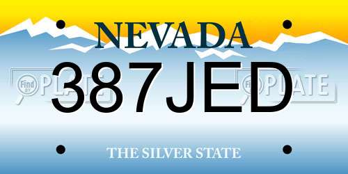 387JED Nevada License Plate