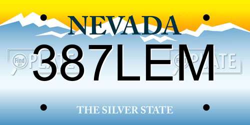 387LEM Nevada License Plate
