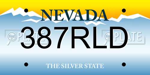 387RLD Nevada License Plate