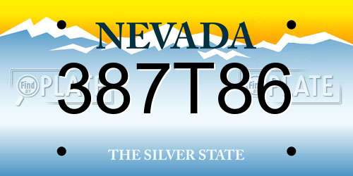 387T86 Nevada License Plate