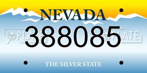 388085 Nevada License Plate