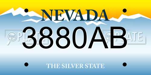 3880AB Nevada License Plate