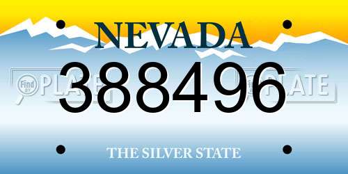 388496 Nevada License Plate