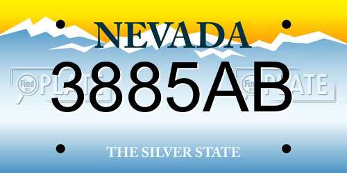 3885AB Nevada License Plate