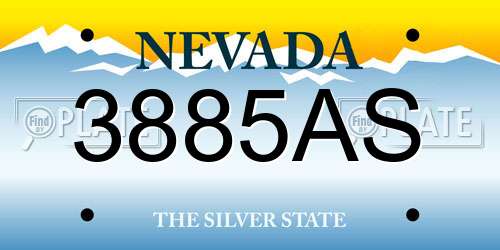 3885AS Nevada License Plate