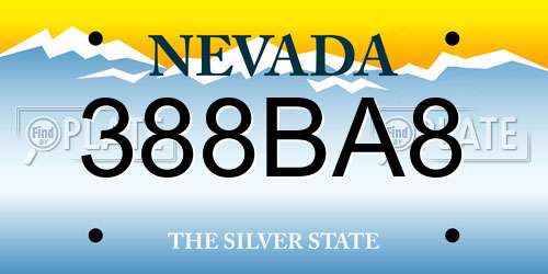 388BA8 Nevada License Plate