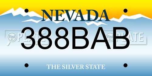 388BAB Nevada License Plate