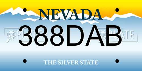 388DAB Nevada License Plate