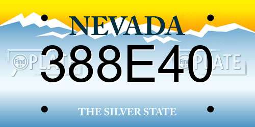388E40 Nevada License Plate