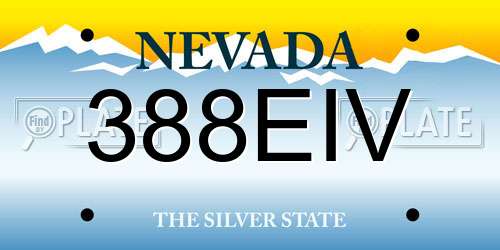 388EIV Nevada License Plate