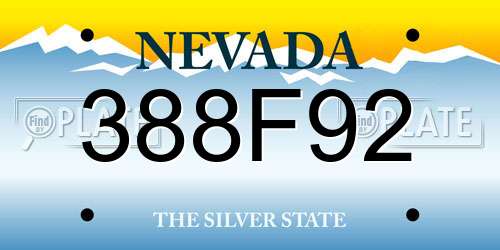 388F92 Nevada License Plate