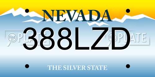 388LZD Nevada License Plate