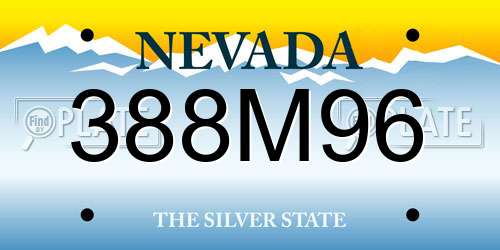388M96 Nevada License Plate