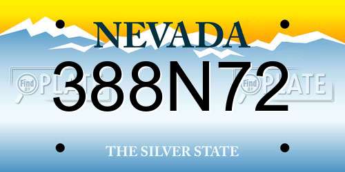 388N72 Nevada License Plate