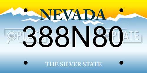 388N80 Nevada License Plate