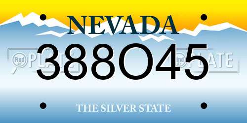 388O45 Nevada License Plate