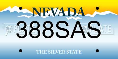 388SAS Nevada License Plate
