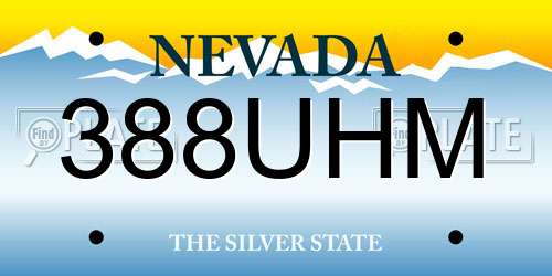 388UHM Nevada License Plate