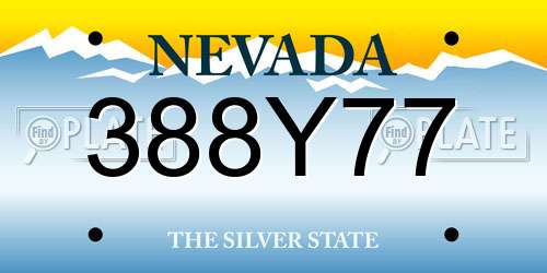 388Y77 Nevada License Plate