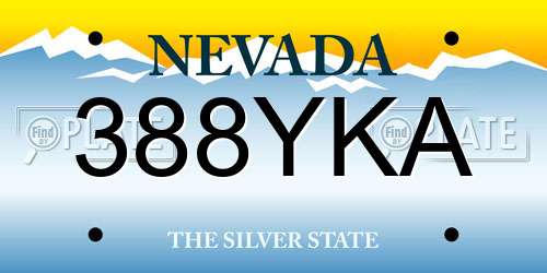 388YKA Nevada License Plate
