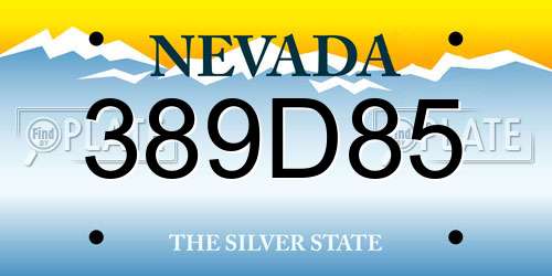 389D85 Nevada License Plate