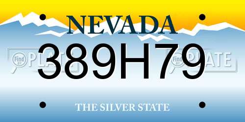 389H79 Nevada License Plate